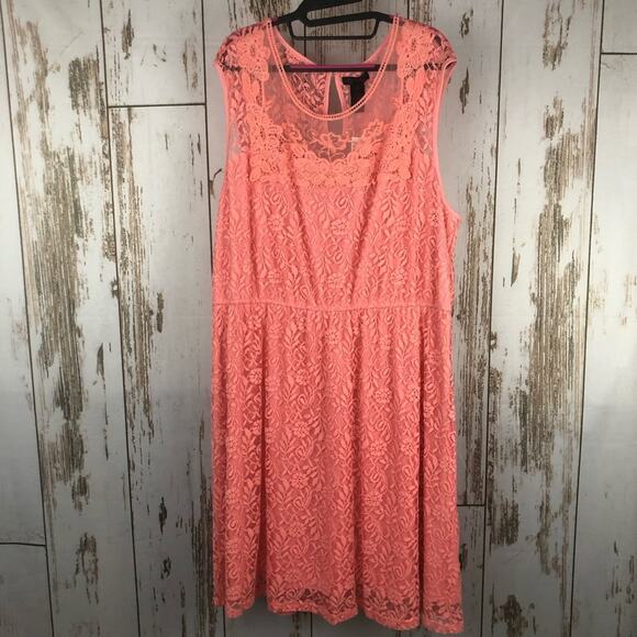 NWT It’s Pink, Coral Lace Dress, Size 3X. - Picture 1 of 5